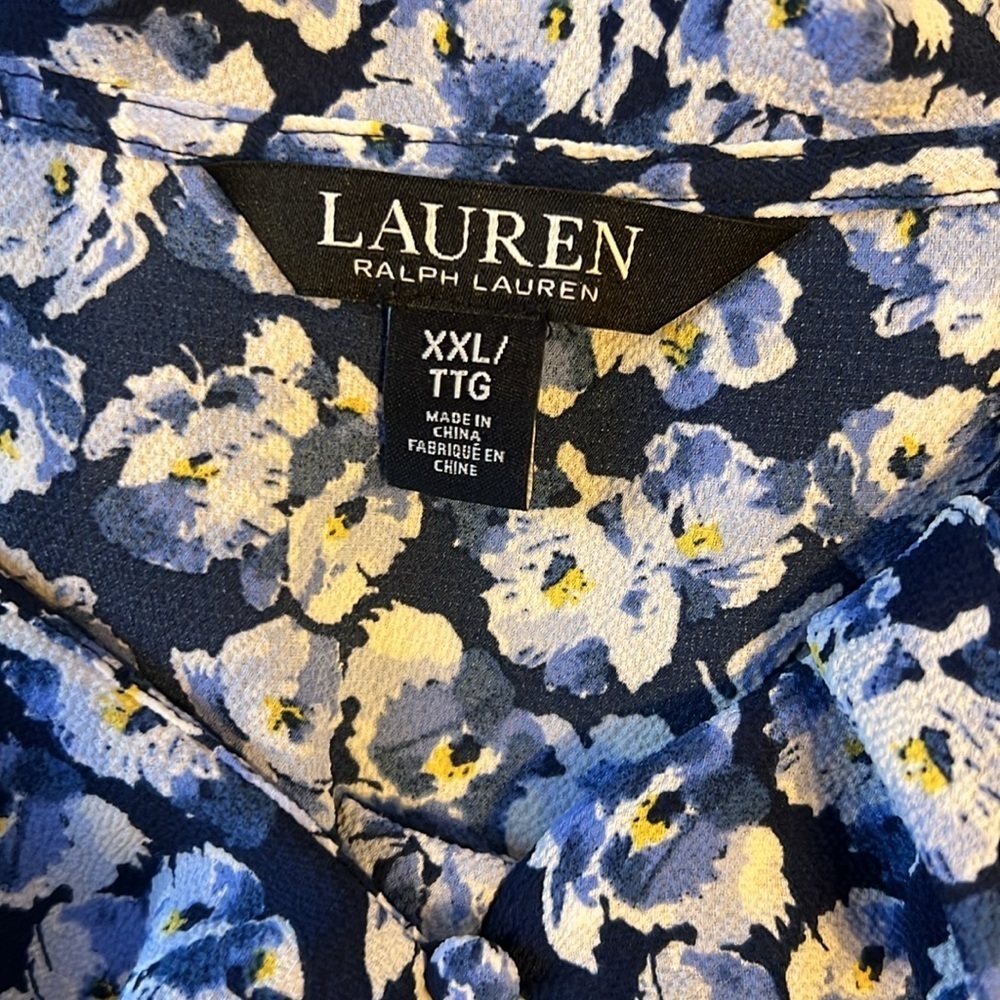 Ralph Lauren Blue Floral Women's Top XXL - Picture 5 of 8